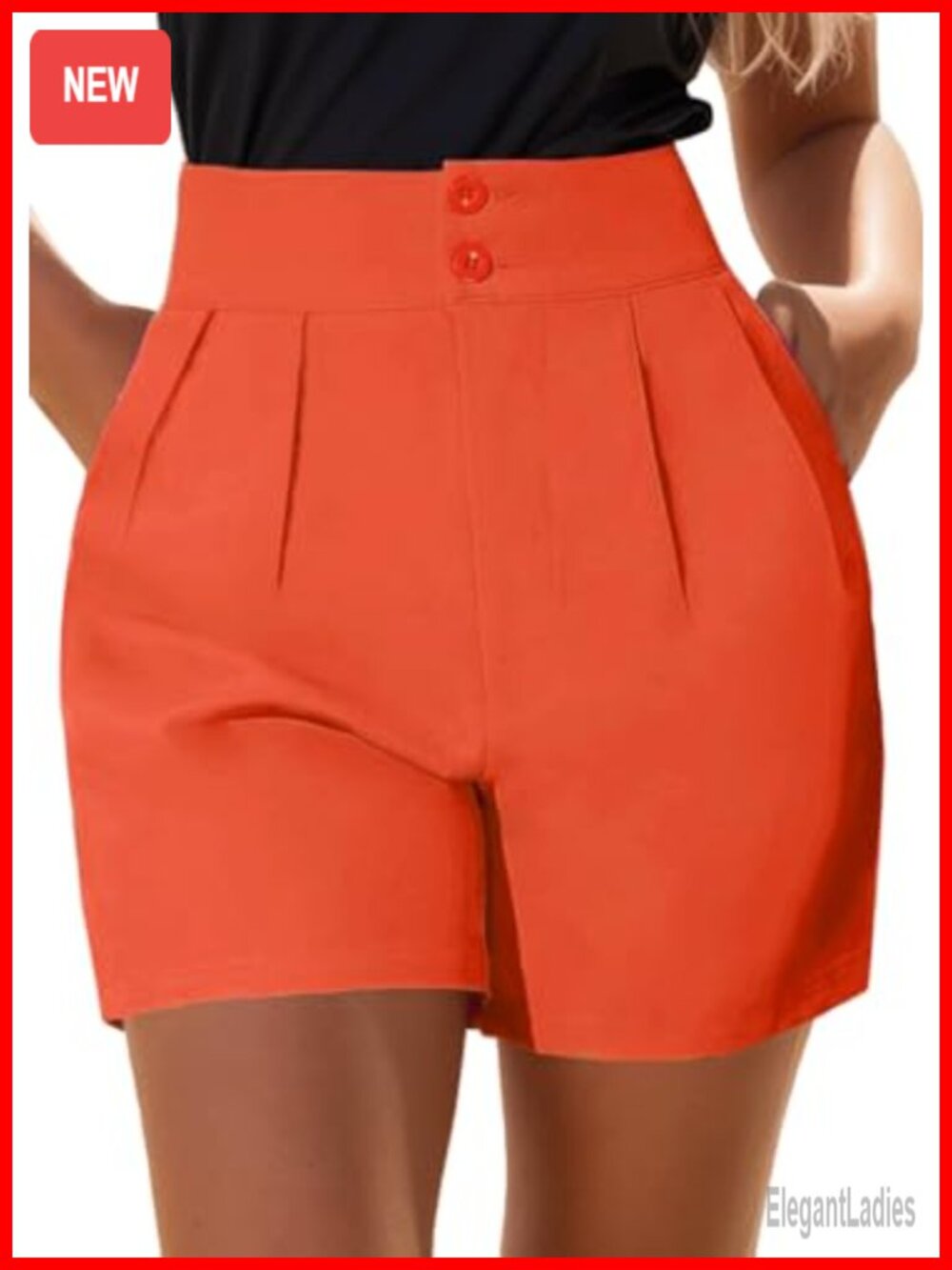 High Waisted Wide Leg Pleated Bermuda Shorts with Pockets Size S-XL